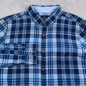 American Eagle Shirt Mens XL Blue Plaid Classic Fit Casual Button Down